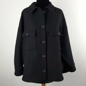Zara Manteco Wool Black Oversized Shacket Size L